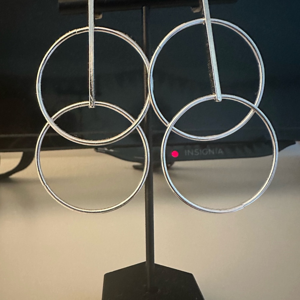 Lia Sophia Silver Double Circle Earrings
